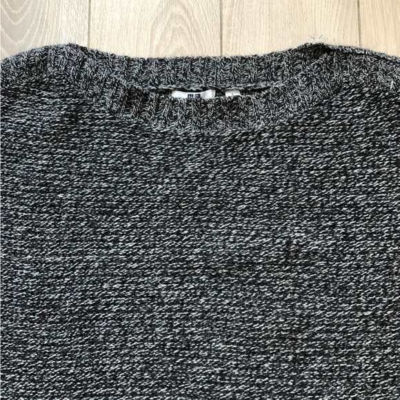 Uniqlo Wool Blend Marled Drop Shoulder Short Sleeve Sweater in Black & White S - Picture 4 of 10